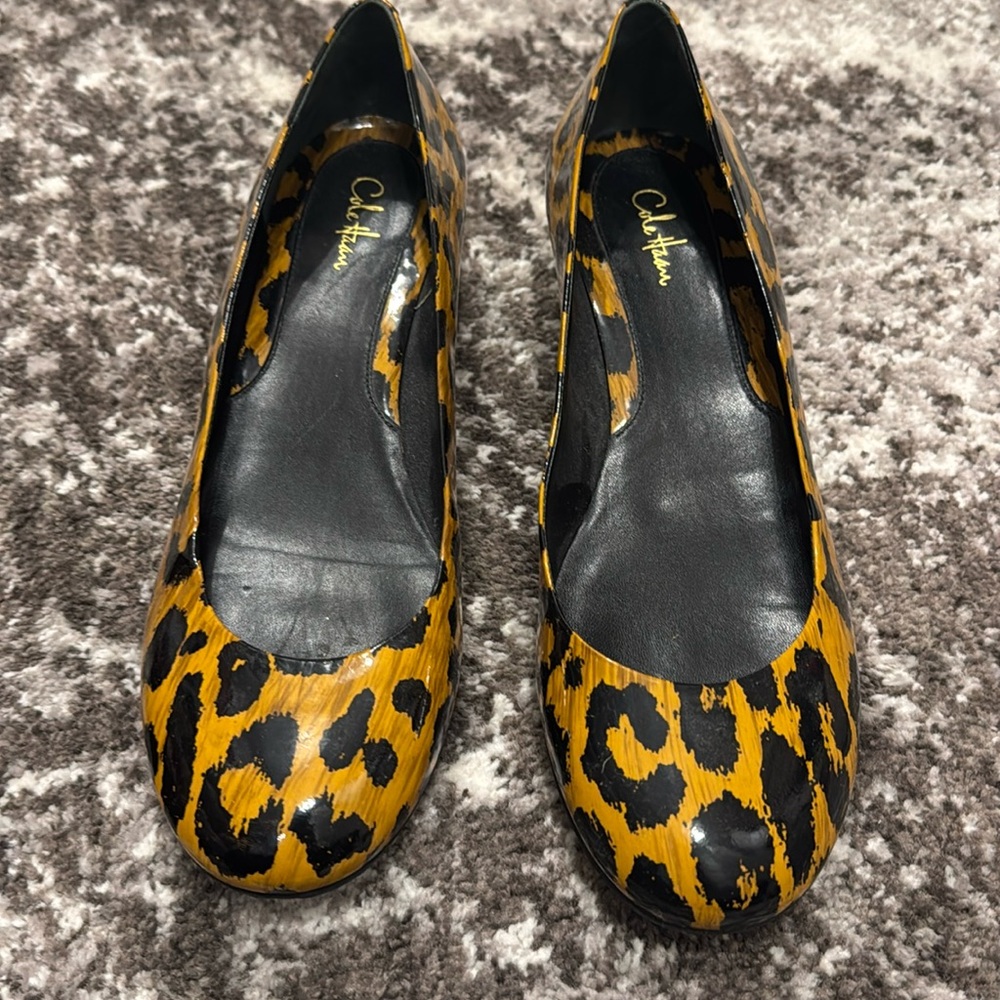 Cole haan parent leopard ballet with mini wedge